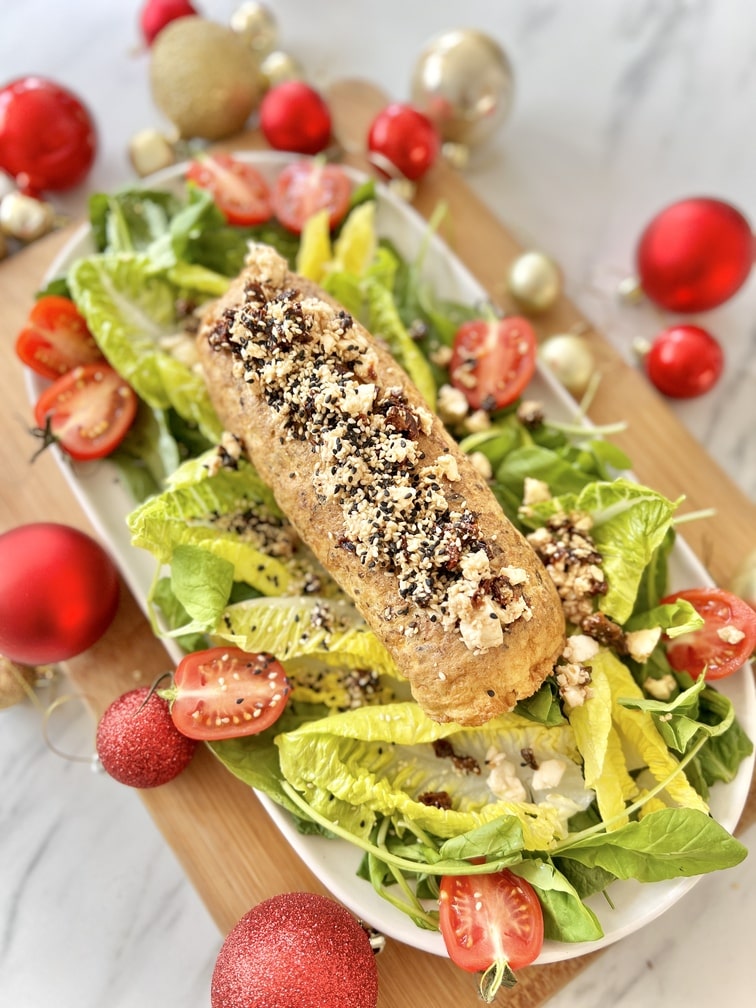 Rollito de jurel relleno con queso feta, espinaca y tomate deshidratado